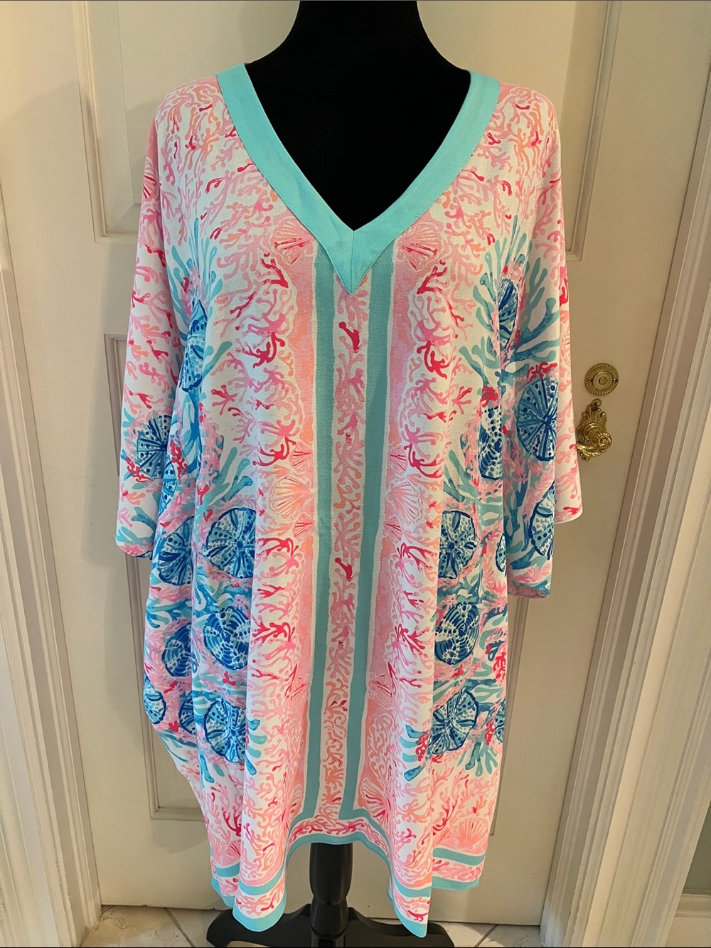 Lilly Pulitzer Pink & Aqua V-Neck Swim Coverup